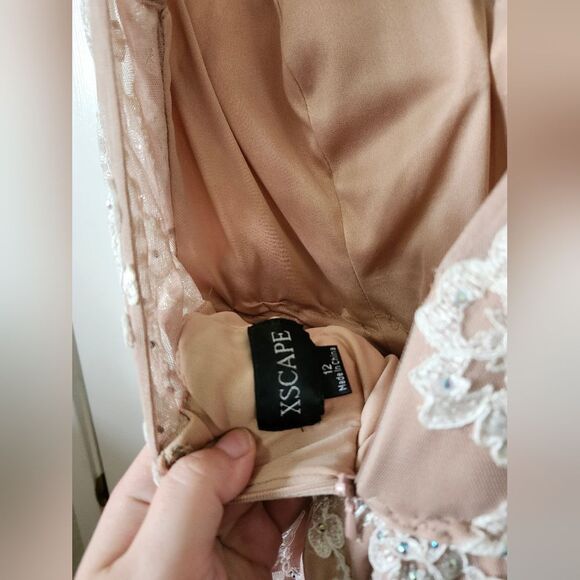 Xscape Cream White Lace Floral Sleeveless Trumpet Mermaid Gown Dress 12 Prom - Picture 10 of 10